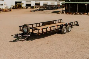 Front view of the Super Duty Utility SDU104 Trailer showcasing its heavy-duty construction and rugged design for versatile hauling needs.