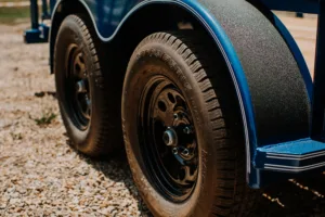 Close-up view of the Standard Utility Channel Frame SUCH Trailer tires with a durable tread design for reliable performance and smooth hauling.
